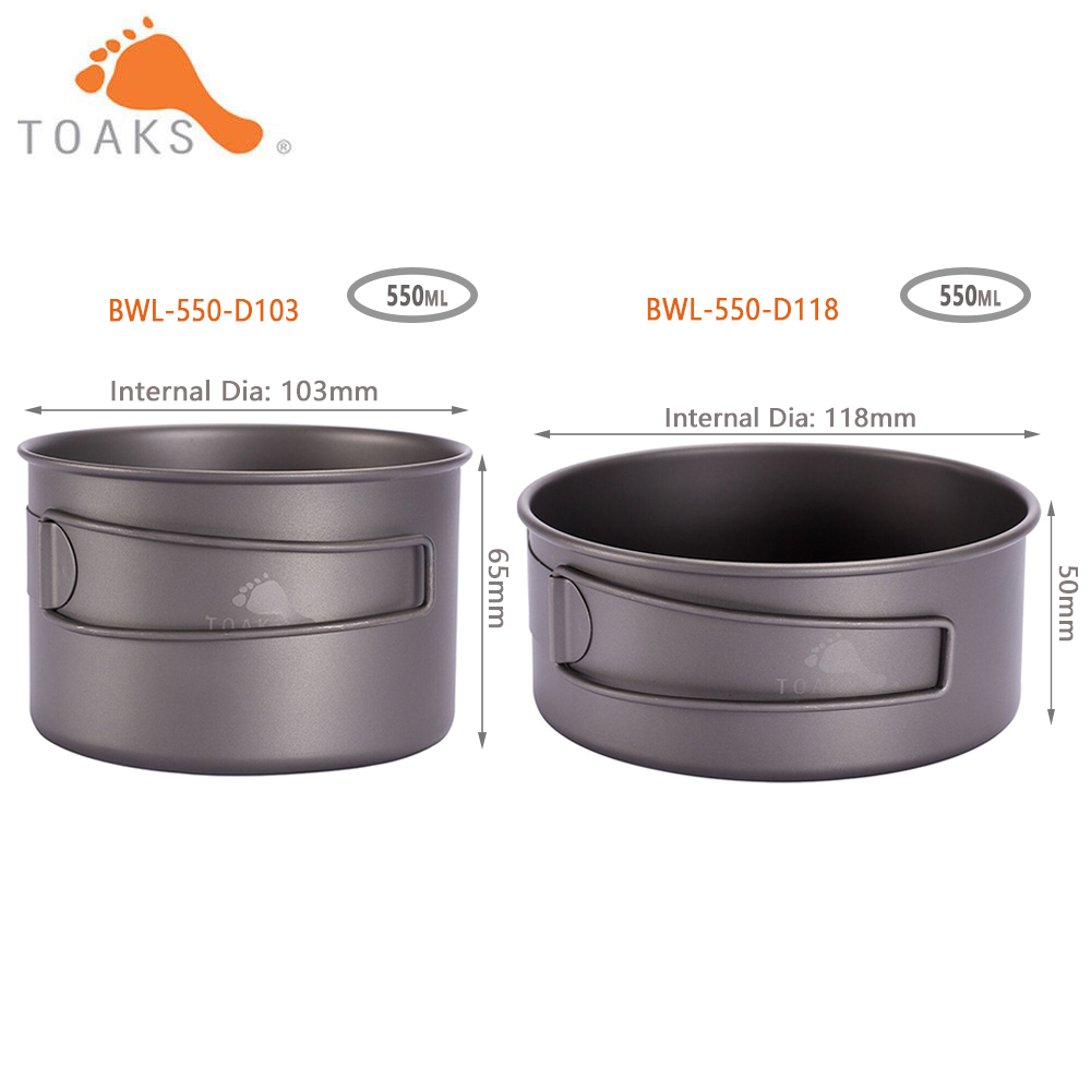 Mess Kit Titanium - TOAKS BWL-550 Camping Titanium Bowl with