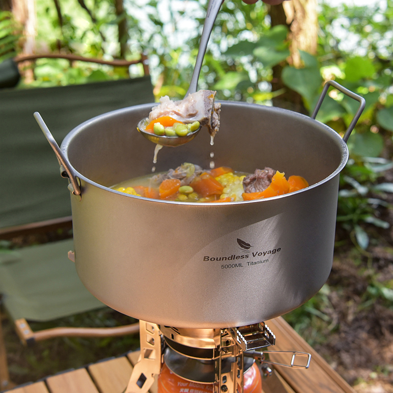 Mess Kit Titanium - Boundless Voyage Titanium Pot 5.0L Portable