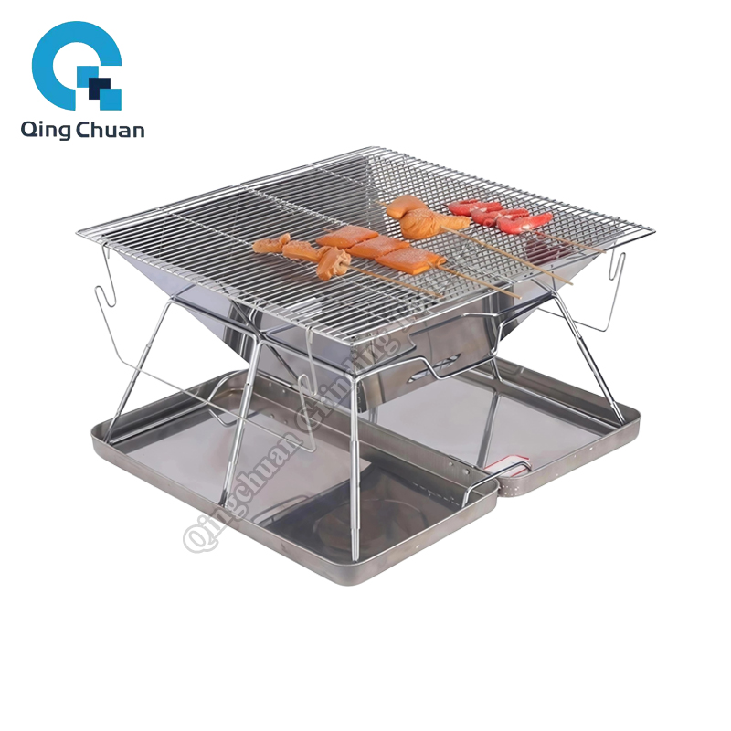 Campfire Cooking - Camping Grill Charcoal Stove Folding Stainless
