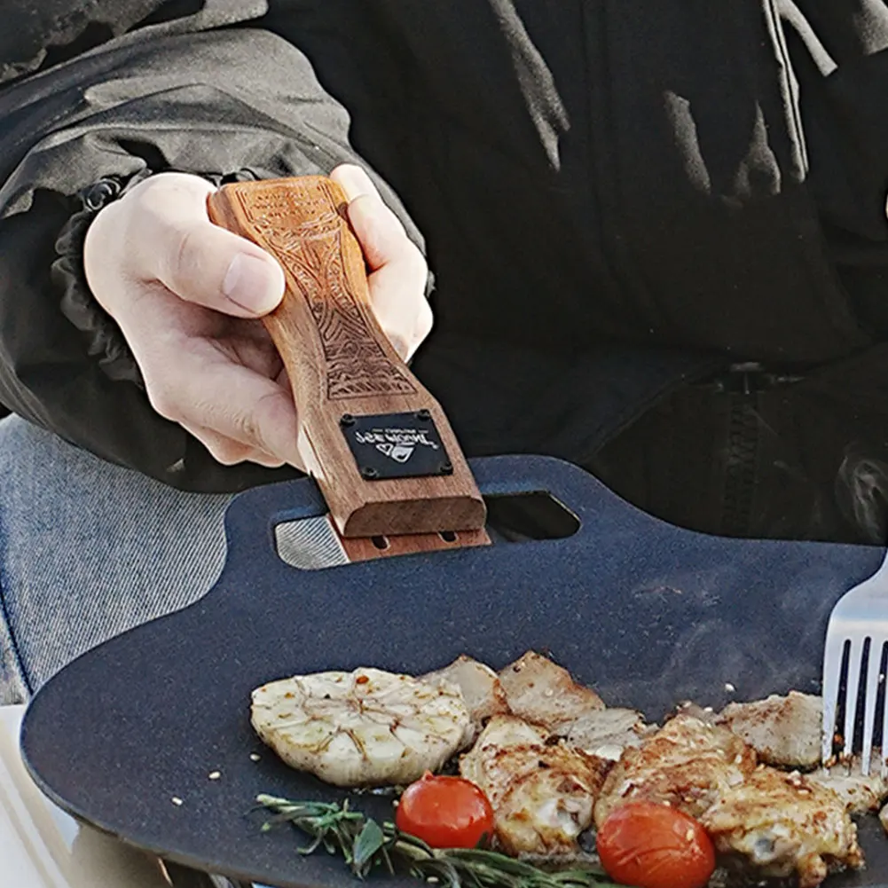 Camping Cooking Handle - Outdoor Natural Wood Grill Pan Handle