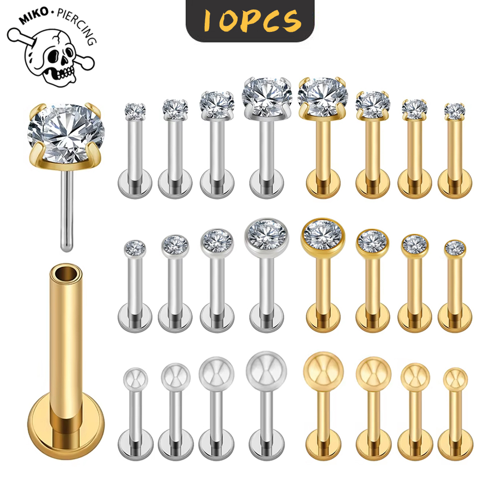 Mess Kit Titanium - 10pcs G23 Titanium 20/18/16g Piercing 2/2.5/3/4mm