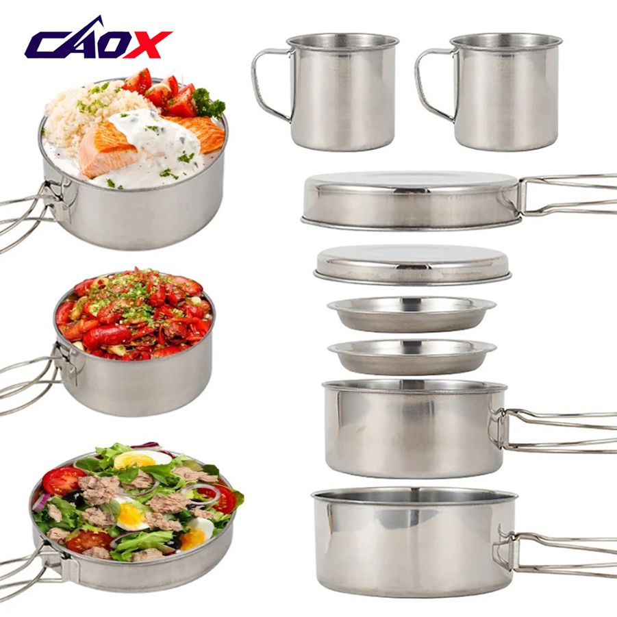 CAOX 8pcs/Set Camping Cookware - Camping Cooking Hot Plate review and price