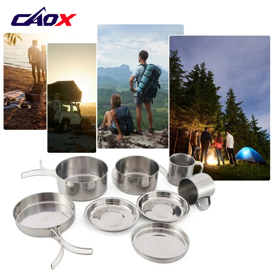 CAOX 8pcs/Set Camping Cookware - Camping Cooking Hot Plate review and price