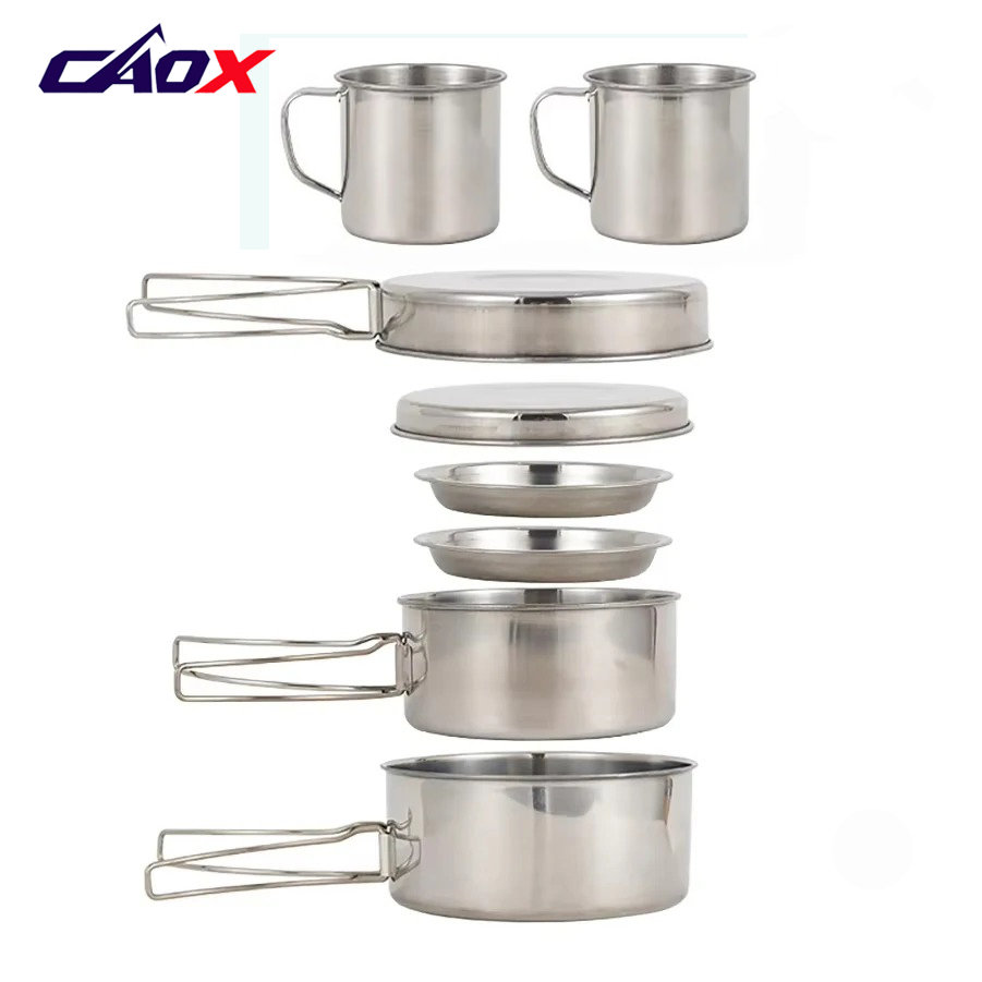 CAOX 8pcs/Set Camping Cookware - Camping Cooking Hot Plate review and price