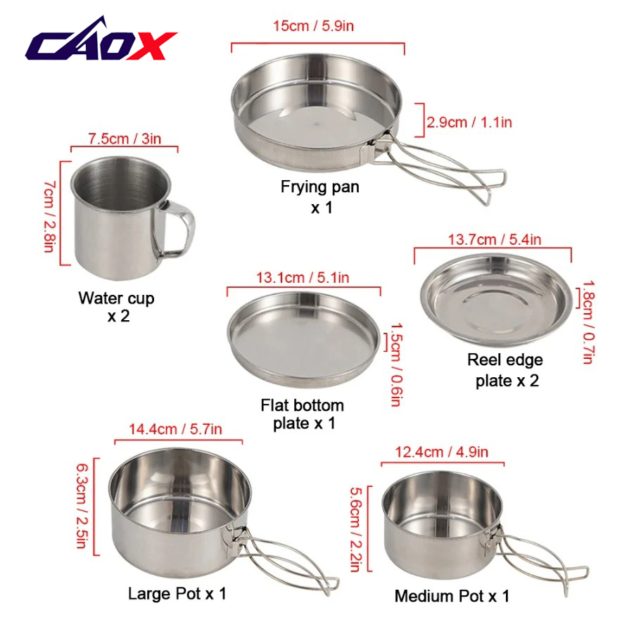 CAOX 8pcs/Set Camping Cookware - Camping Cooking Hot Plate review and price