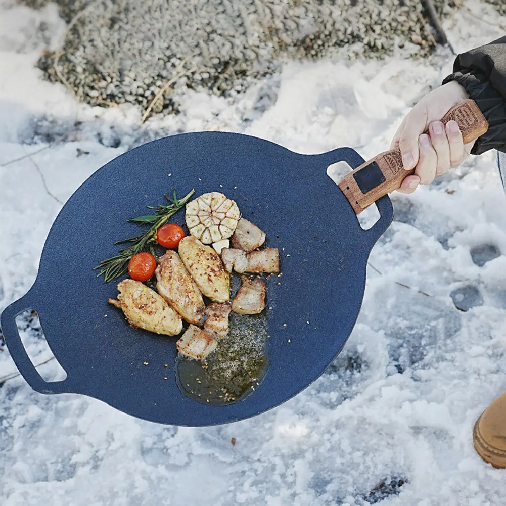 Outdoor Natural Wood Grill Pan - Camping Cooking Handle review and price
