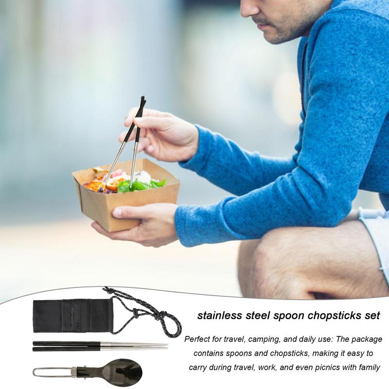 Foldable Spoon Chopsticks Trav - Camping Cooking And Eating Set review and price