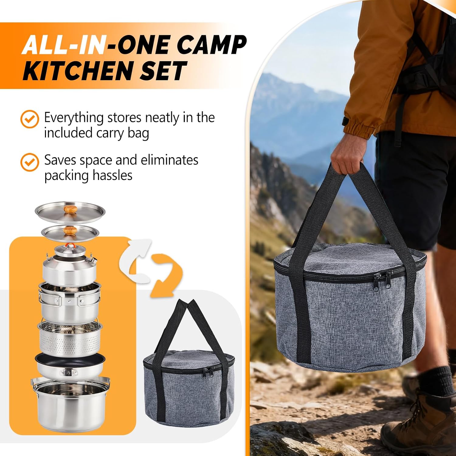 6pcs Cookware Set, 304 Stainle - Campfire Cooking review and price