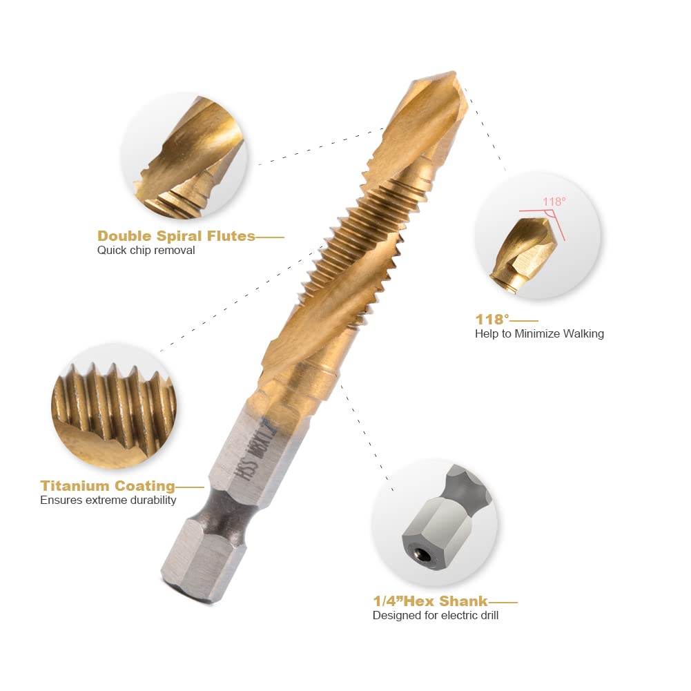 HSS Drill and Tap Bit Set 6pcs - Mess Kit Titanium review and price